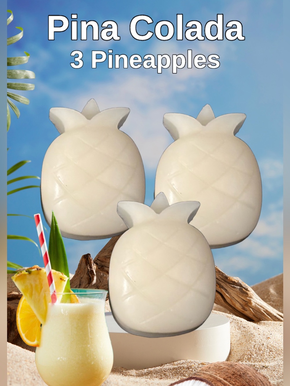 3 Hand Crafted Pineapple Shaped Pina Colada Scented Wax Melts
